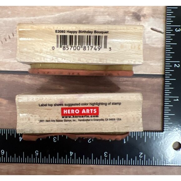 Hero Arts Wood Mounted Rubber Stamp Happy Birthday Bouquet E2092 - Picture 3 of 3